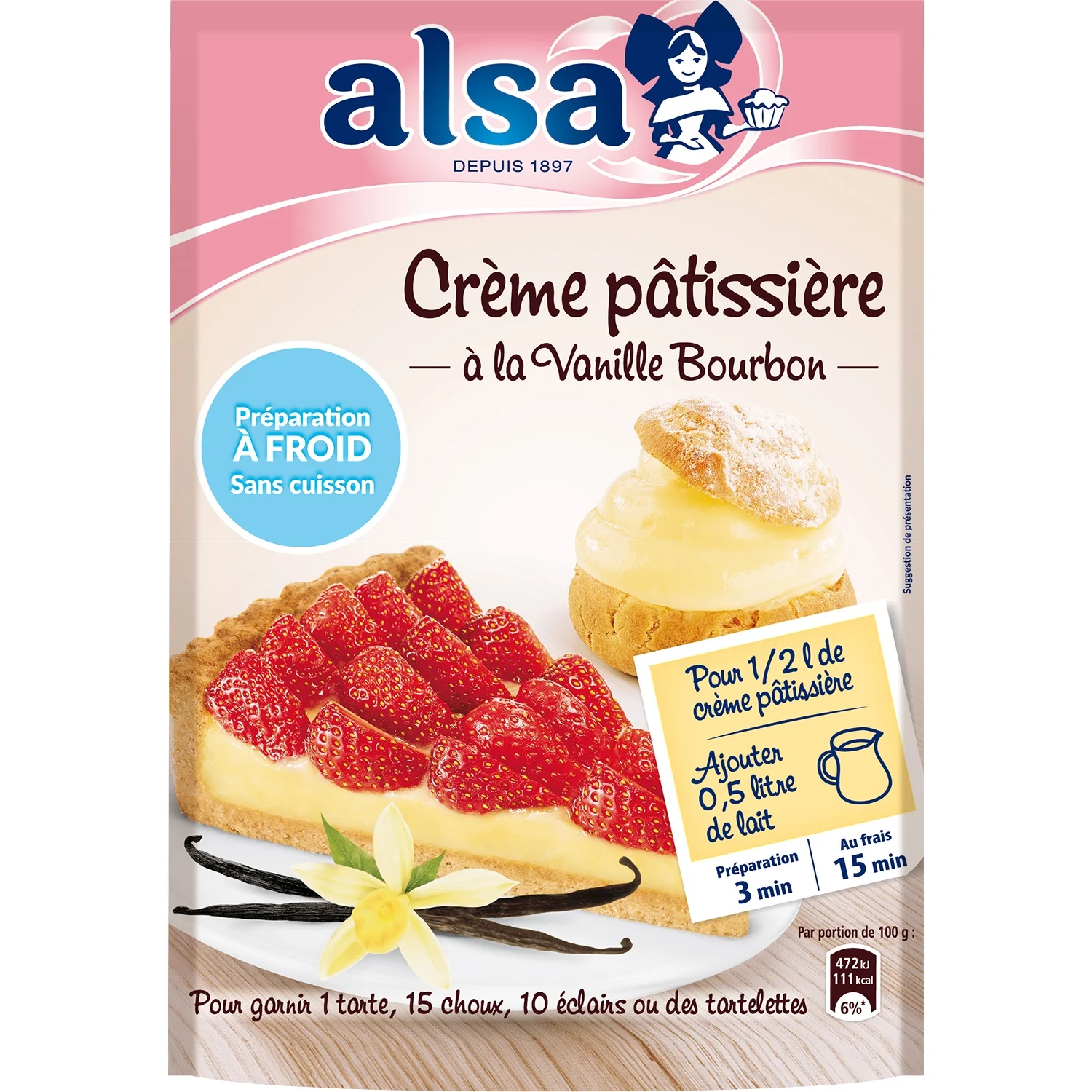 Alsa Bourbon vanilla pastry cream mix