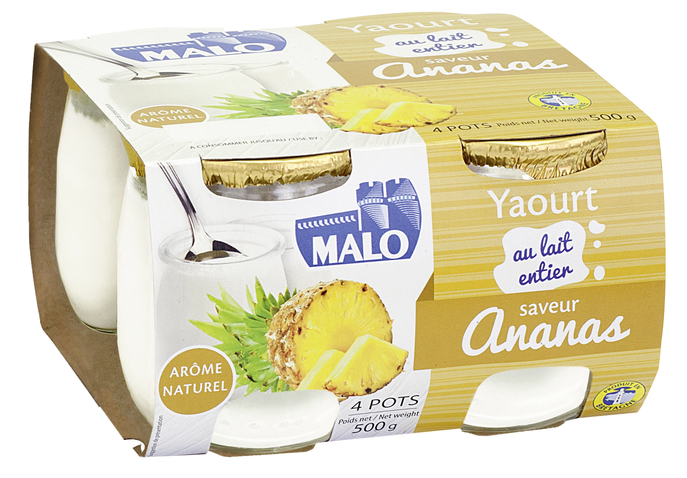 Malo pineapple-flavored whole milk yogurt