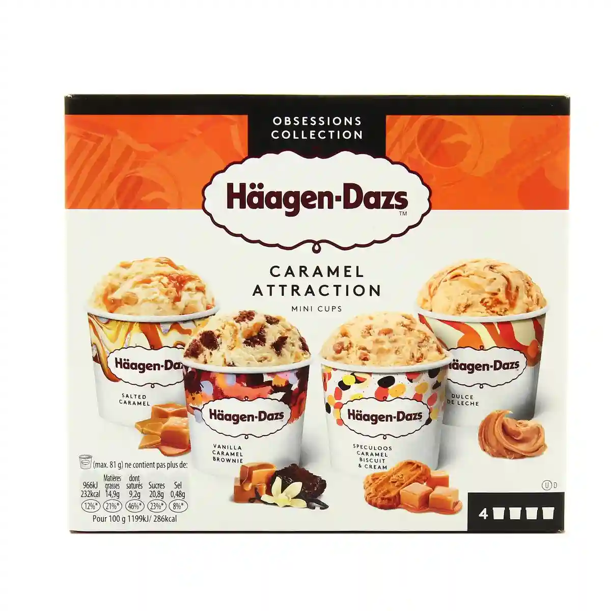 Mini pots de crème glacée collection caramel Häagen-Dazs