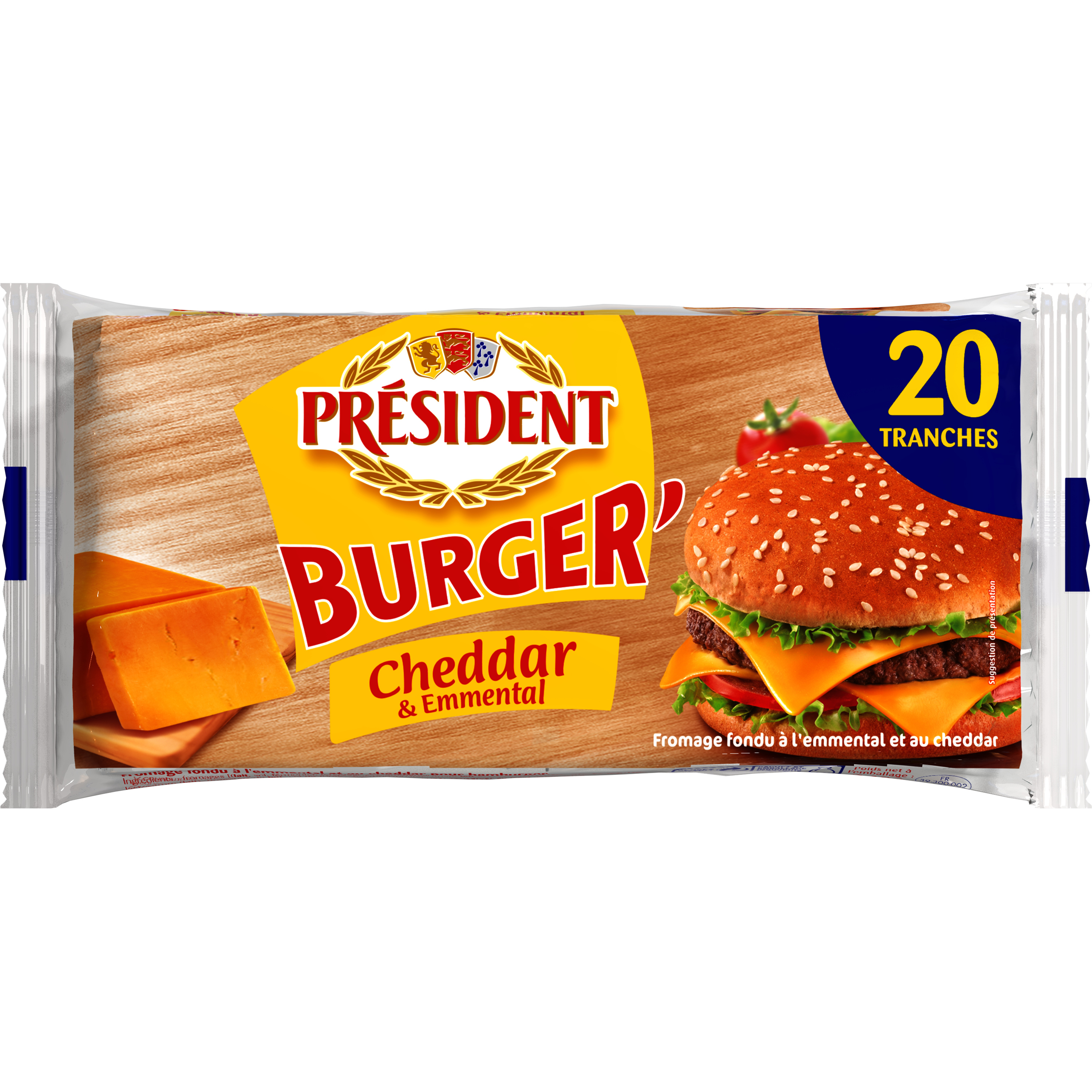President cheddar and emmental slices for burger