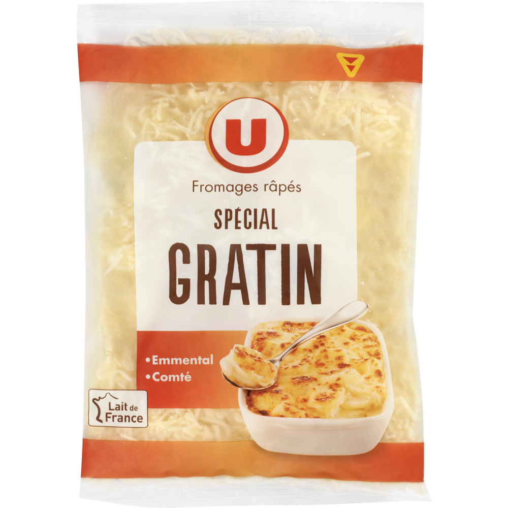 Special gratin pasteurized grated cheese blend U