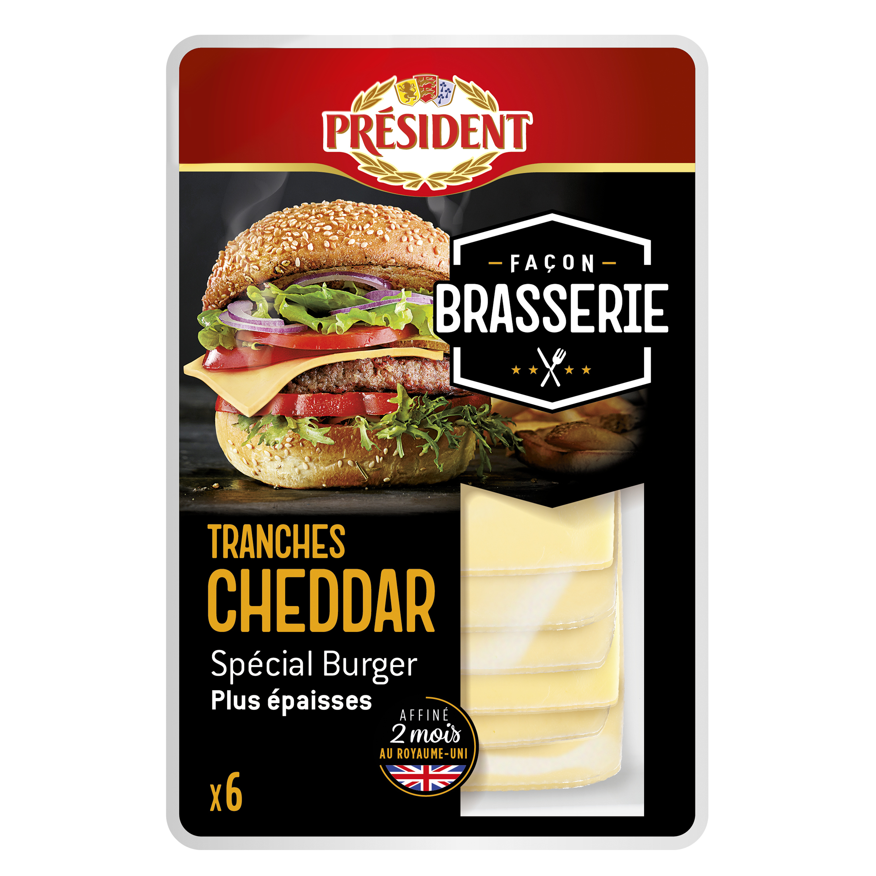 Cheddar president tranches façon brasserie