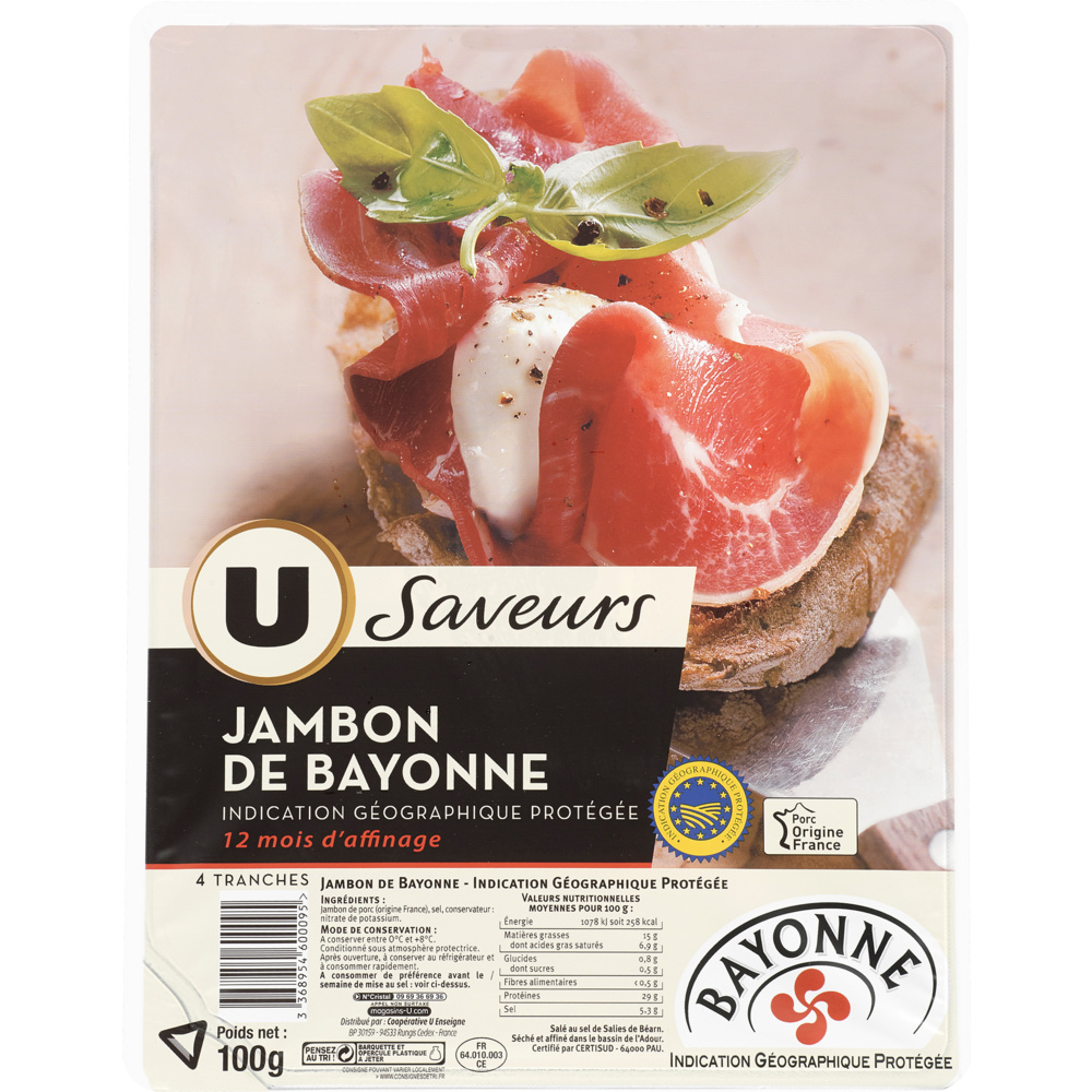 Jambon de Bayonne 12 mois d'affinage U