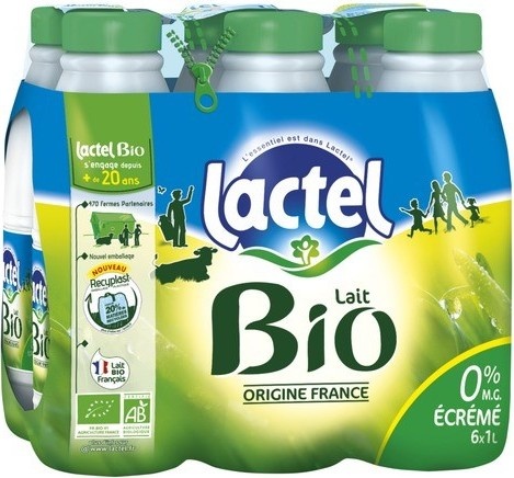 Lactel Organic skimmed milk 6*1L