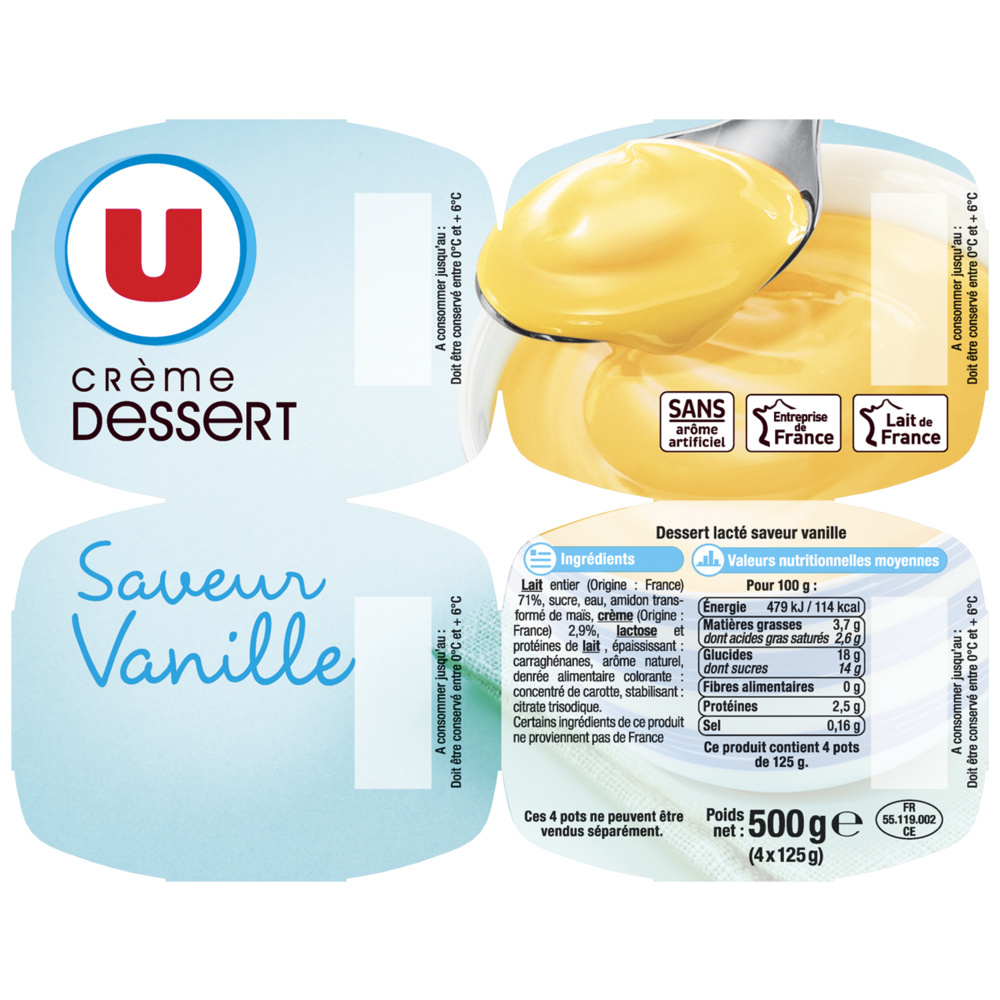 Dessert cream Vanilla flavor U