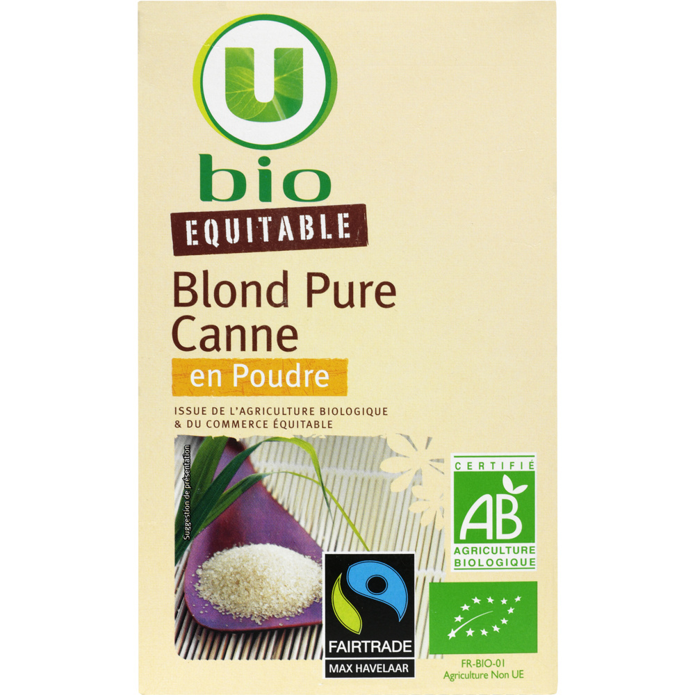 Organic pure cane blond sugar powder