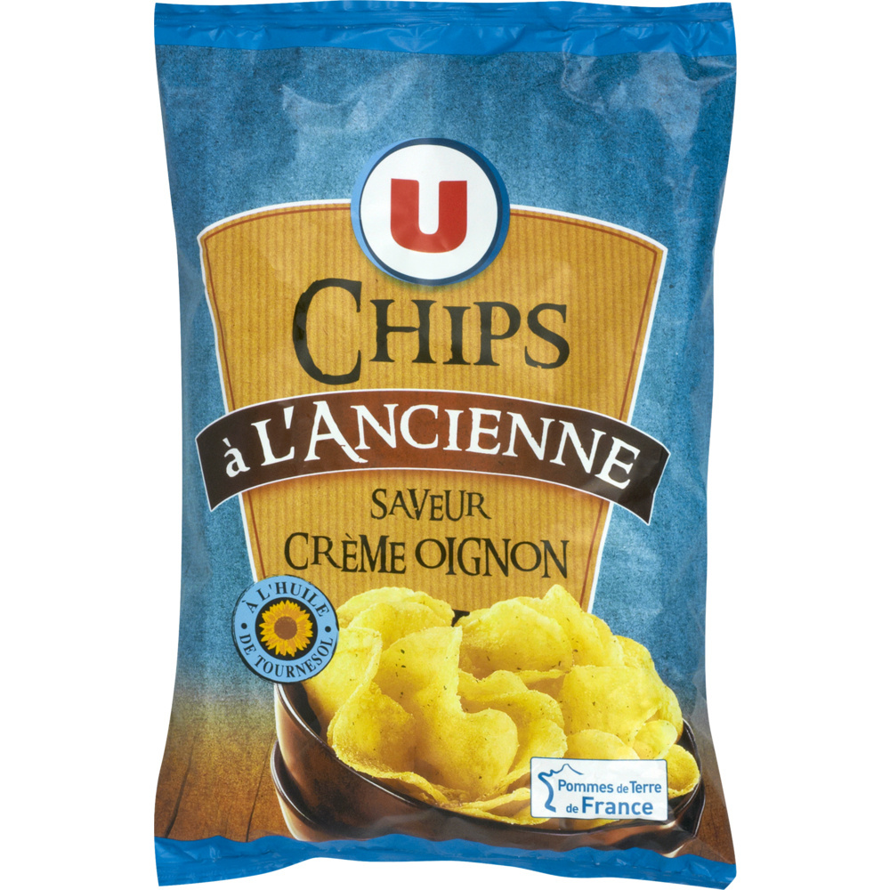 Old-fashioned chips with cream and onion flavour U