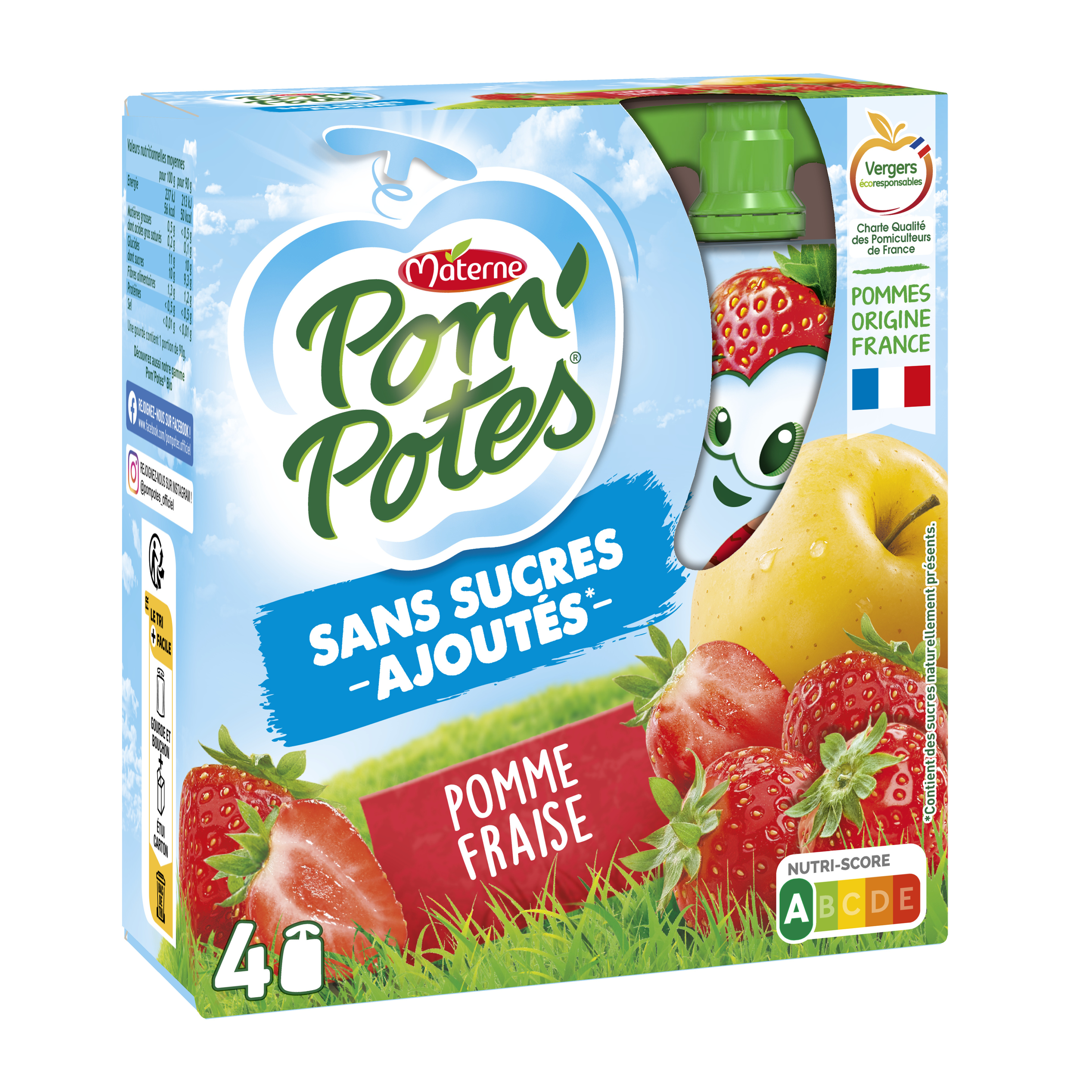 Pom'potes Apple Strawberry Compotes 4x90g