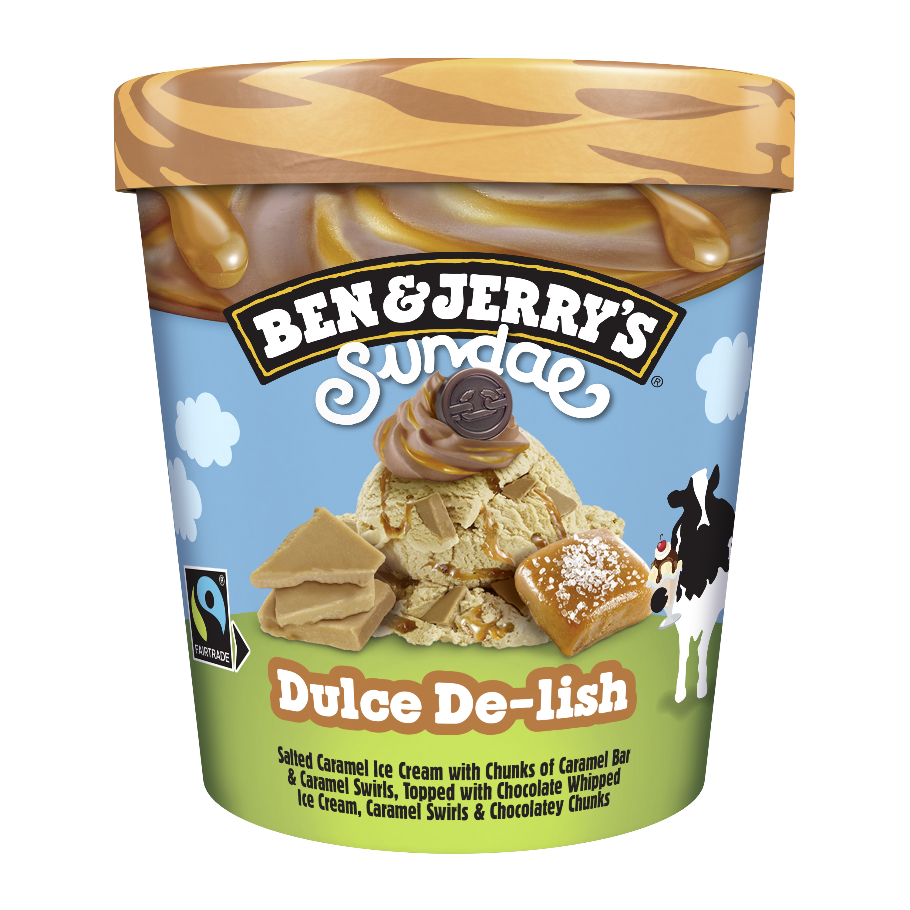 Ben & Jerry's Glace en Pot Caramel Salé Sundae Dulce De-lish 