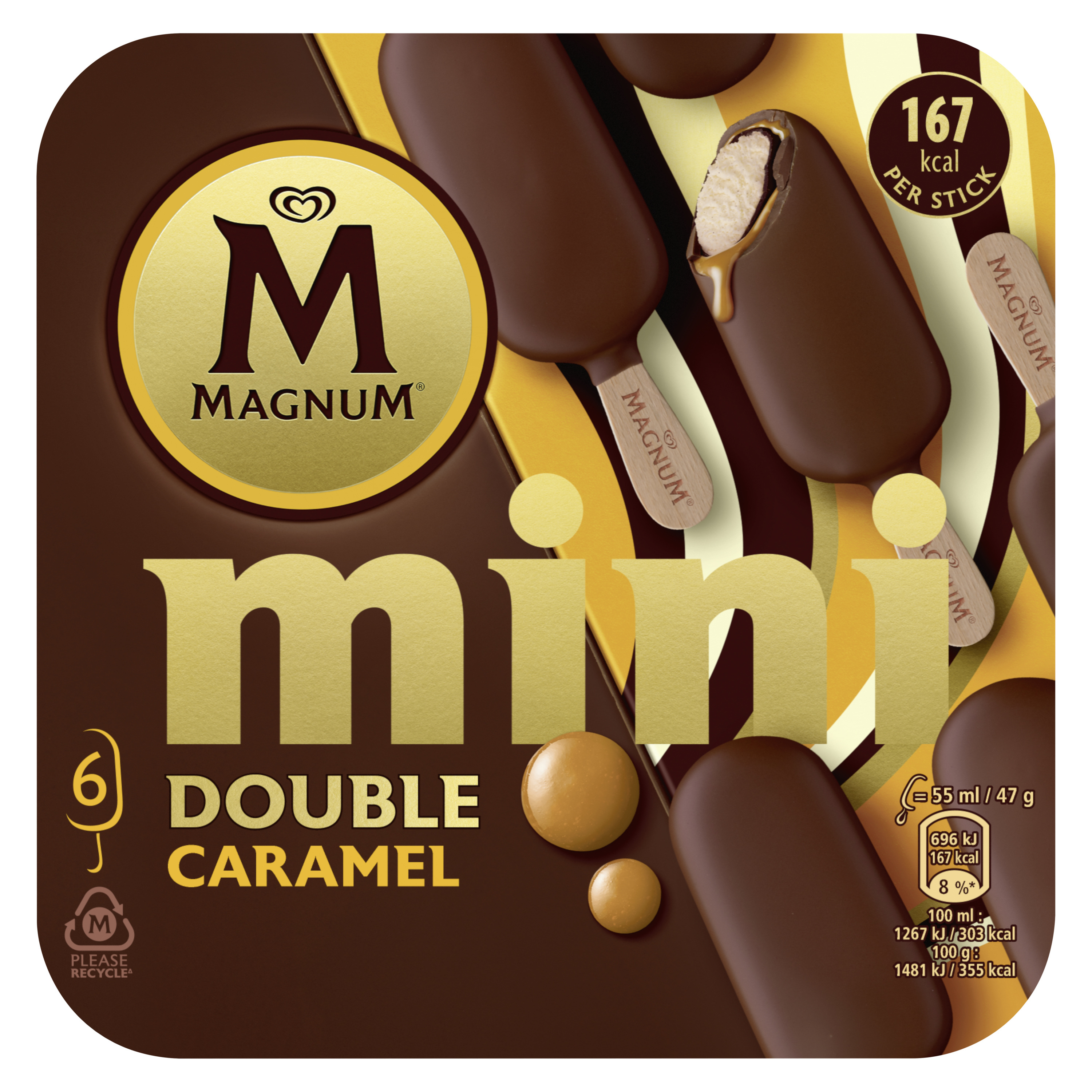 Magnum glace bâtonnets mini double Caramel