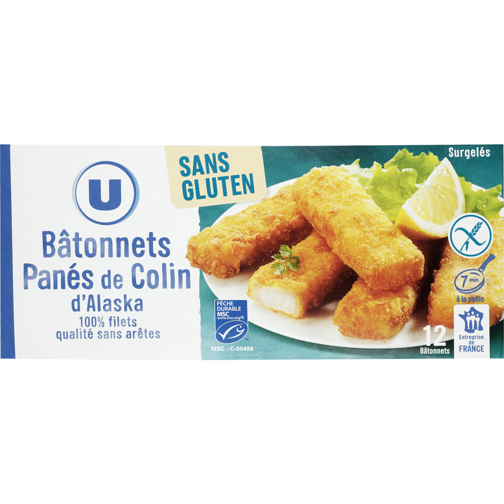 Bâtonnets de colin d'Alaska panés sans gluten U