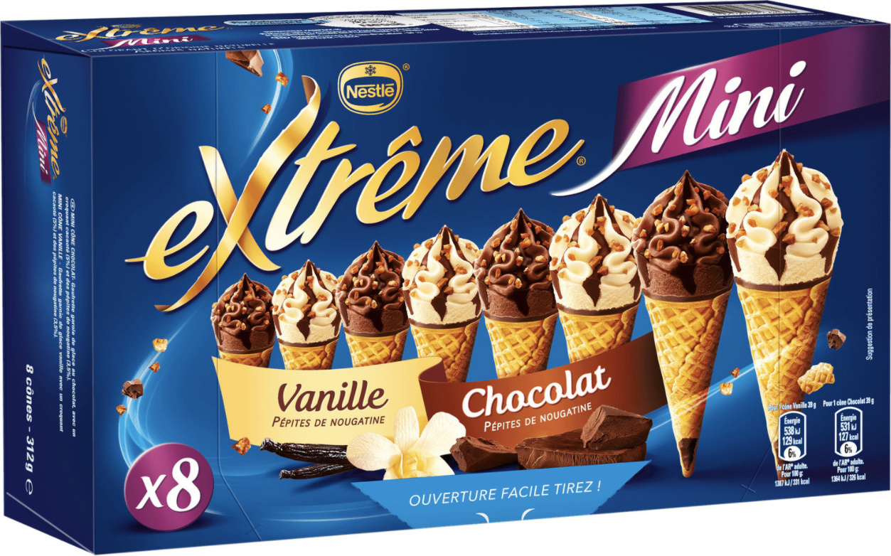 Mini cônes glacés vanille nougatine & chocolat nougatine Nestlé 