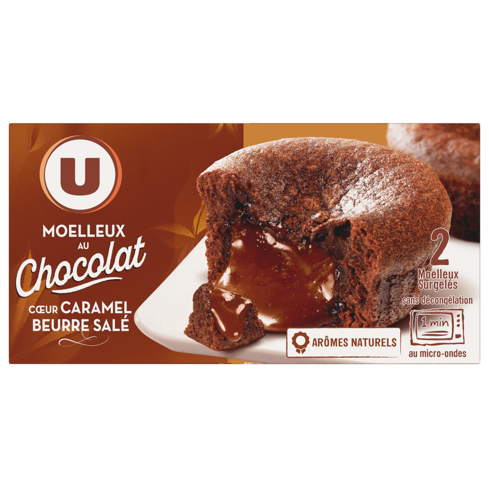 Moëlleux aux chocolat et caramel beurre salé U 