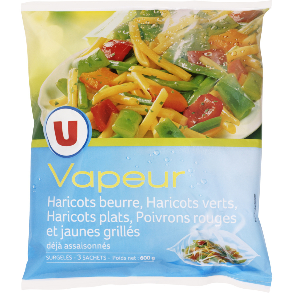 Légumes Vapeur haricots beurre et plat et poivrons jaunes et rouges U 