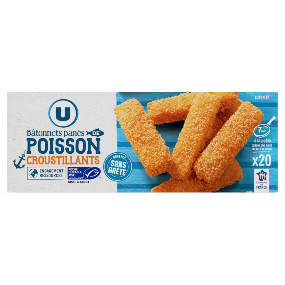 Bâtonnets panés de poisson blanc croustillant U