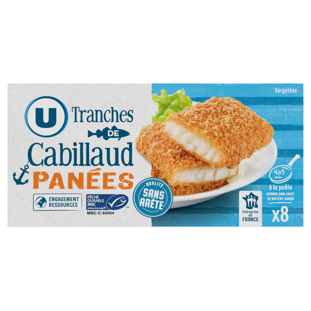 Panés de cabillaud en tranches U