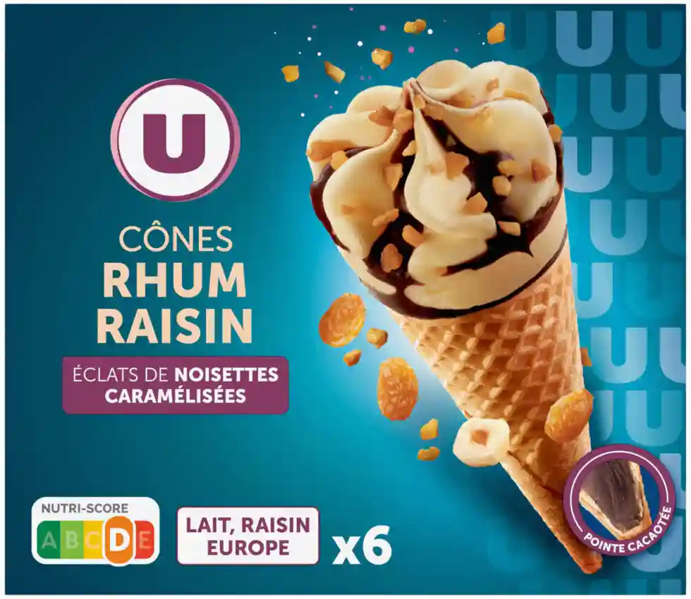 Cônes glacés rhum raisins U