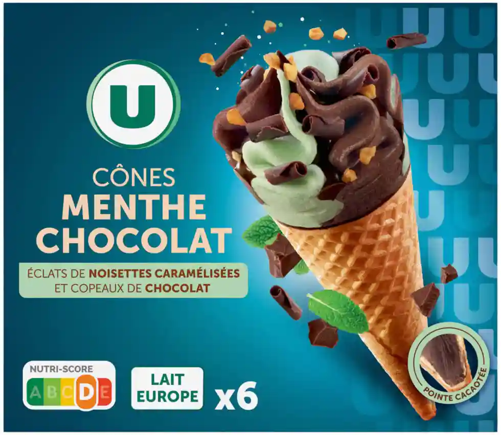 Cônes glacés menthe chocolat U