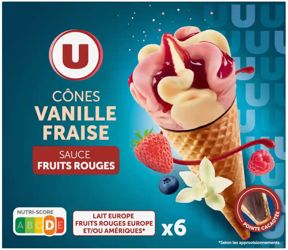 Cônes glacés vanille fraise U 